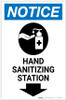 Notice: Hand Sanitizing Station Down Arrow with Icon Portrait - Label Notice: Hand Sanitizing Station Down Arrow with Icon Portrait - Label