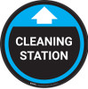 Cleaning Station With Arrow Blue - Circular - Floor Sign