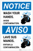 Notice: Wash Your Hands Avoid Contamination Bilingual with Icon Portrait - Label