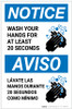 Notice: Wash Your Hands For At Least 20 Seconds Bilingual with Icon Portrait - Label