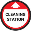 Cleaning Station With Arrow Red - Circular - Floor Sign