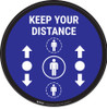 Keep Your Distance With Social Distance Dots Blue - Circular - Floor Sign