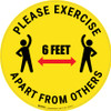 Please Exercise 6Ft Apart From Others With Icons Yellow - Circular - Floor Sign