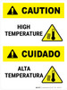 Caution: High Temperature Bilingual Portrait - Wall Sign