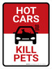 Hot Cars Kill Pets Portrait - Wall Sign Hot Cars Kill Pets Portrait - Wall Sign