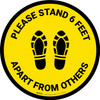 Please Stand 6 Feet Apart From Others Shoe Prints Yellow - Circular - Floor Sign