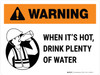 Warning: When Its Hot Drink Plenty Of Water Landscape - Wall Sign Warning: When Its Hot Drink Plenty Of Water Landscape - Wall Sign