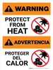 Warning: Protect From Heat Bilingual Portrait - Wall Sign Warning: Protect From Heat Bilingual Portrait - Wall Sign