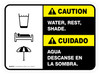 Caution: Water Rest Shade Bilingual Rectangular - Floor Sign
