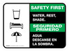 Safety First: Water Rest Shade Bilingual with Icons Rectangular - Floor Sign Safety First: Water Rest Shade Bilingual with Icons Rectangular - Floor Sign