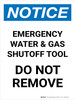 Notice: Emergency Water And Gas Shutoff Tool Portrait - Wall Sign Notice: Emergency Water And Gas Shutoff Tool Portrait - Wall Sign