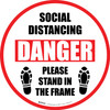 Social Distancing Danger Please Stand In The Frame Shoe Prints - Circular - Floor Sign