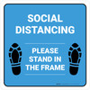 Social Distancing Please Stand In The Frame Shoe Prints Blue Square Social Distancing Please Stand In The Frame Shoe Prints Blue Square