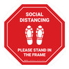 Social Distancing Please Stand In The Frame Shoe Prints Stop - Circular - Floor Sign