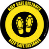 Keep Safe Distance Shoe Prints Yellow Black Circular - Floor Sign Keep Safe Distance Shoe Prints Yellow Black Circular - Floor Sign