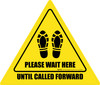 Please Wait Here Until Called Forward Shoe Prints Triangle - Floor Sign