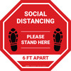 Social Distancing Please Stand Here 6 Ft Apart Shoe Prints Stop - Floor Sign Social Distancing Please Stand Here 6 Ft Apart Shoe Prints Stop - Floor Sign