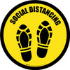 Social Distancing Shoe Prints Yellow Border Circular - Floor Sign Social Distancing Shoe Prints Yellow Border Circular - Floor Sign