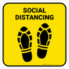 Social Distancing Shoe Prints Yellow Square - Floor Sign
