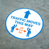 Traffic Moves This Way - Arrow with Icon - Floor Sign Traffic Moves This Way - Arrow with Icon - Floor Sign