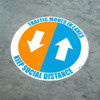 Traffic Moves In Lanes - Keep Social Distance - Floor Sign Traffic Moves In Lanes - Keep Social Distance - Floor Sign