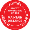 Danger: Protect Yourself And Others Maintain Distance OSHA Circular - Floor Sign