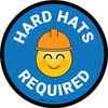 Hard Hats Required with Emoji Blue Circular - Floor Sign Hard Hats Required with Emoji Blue Circular - Floor Sign