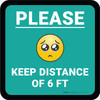 Please Keep Distance of 6 ft with Emoji Blue Square - Floor Sign Please Keep Distance of 6 ft with Emoji Blue Square - Floor Sign