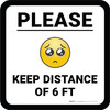 Please Keep Distance of 6 ft with Emoji Square - Floor Sign Please Keep Distance of 6 ft with Emoji Square - Floor Sign