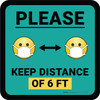 Please Keep Distance of 6 ft with Emojis Blue Square - Floor Sign