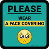 Please Wear A Face Covering with Emoji Blue Square - Floor Sign