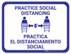Practice Social Distancing - Blue - Bilingual - Floor Sign