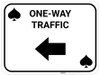 One Way Traffic Left Arrow Black Spades - Rectangle Casino - Floor Sign One Way Traffic Left Arrow Black Spades - Rectangle Casino - Floor Sign