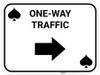 One Way Traffic Right Arrow Black Spades - Rectangle Casino - Floor Sign