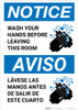 Notice: Wash Your Hands Before Leaving This Room ANSI Bilingual Portrait - Wall Sign Notice: Wash Your Hands Before Leaving This Room ANSI Bilingual Portrait - Wall Sign
