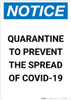 Notice: Quarantine to Prevent COVID-19 ANSI Portrait - Wall Sign Notice: Quarantine to Prevent COVID-19 ANSI Portrait - Wall Sign
