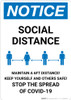 Notice: Stay 6FT Apart Stop the Spread ANSI Portrait - Wall Sign