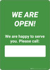 Take Out Only We Are Happy To Serve You Please Call - Wall Sign Take Out Only We Are Happy To Serve You Please Call - Wall Sign
