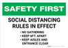 Safety First: Social Distancing Rules In Effect Landscape - Wall Sign