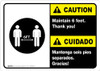 Caution: Maintain 6 Feet Bilingual with Icon ANSI Portrait - Wall Sign Caution: Maintain 6 Feet Bilingual with Icon ANSI Portrait - Wall Sign