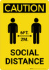 Caution: Social Distance 6 Ft/2m with Icon Portrait - Wall Sign