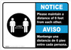 Notice: Please Maintain A Distance Of 6 Feet Bilingual with Icon ANSI Landscape - Wall Sign Notice: Please Maintain A Distance Of 6 Feet Bilingual with Icon ANSI Landscape - Wall Sign