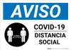 Notice: COVID 19 Social Distancing Spanish with Icon Landscape - Wall Sign Notice: COVID 19 Social Distancing Spanish with Icon Landscape - Wall Sign