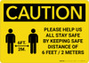 Caution: Please Help Us All Stay Safe By Keeping 2m Distance with Icon Landscape - Wall Sign