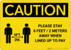 Caution: Please Stay 6ft Away When Lined Up To Pay with Icon Landscape - Wall Sign Caution: Please Stay 6ft Away When Lined Up To Pay with Icon Landscape - Wall Sign