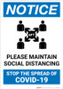 Notice: Please Maintain Social Distancing in Waiting Room Portrait - Wall Sign