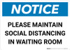 Notice: Please Maintain Social Distancing Stop the Spread with Icon Landscape - Wall Sign