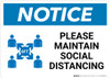 Notice: Please Maintain Social Distancing with Icon Landscape - Wall Sign Notice: Please Maintain Social Distancing with Icon Landscape - Wall Sign