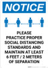 Notice: Please Practice Proper Social Distancing Standards with Icon Portrait - Wall Sign