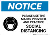 Notice: Please Use the Masks Provided and Practice Social Distancing with Icon Landscape - Wall Sign Notice: Please Use the Masks Provided and Practice Social Distancing with Icon Landscape - Wall Sign